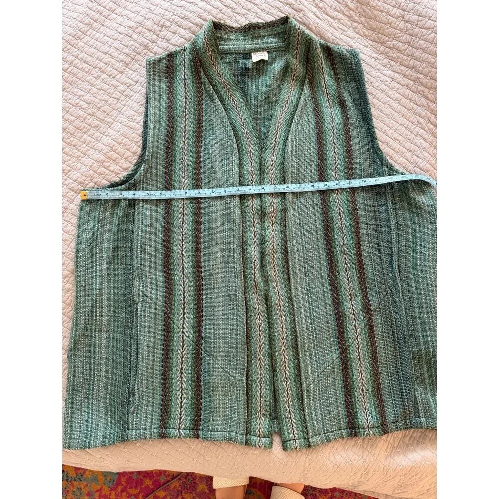 Shuttle Creek Mens Handmade Woven Vest Size 2XL Green Lowell Oregon Vintage